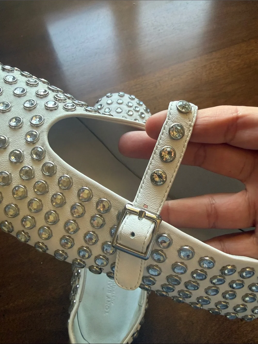 Tony Bianco Miami White Studded Slip-On Loafer with Buckle
